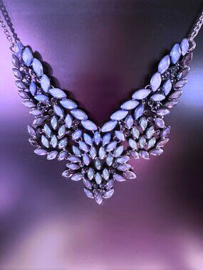 Signed ALDO Bib Necklace with Blue Faux Gemstones Approx. 26" (13" Drop)